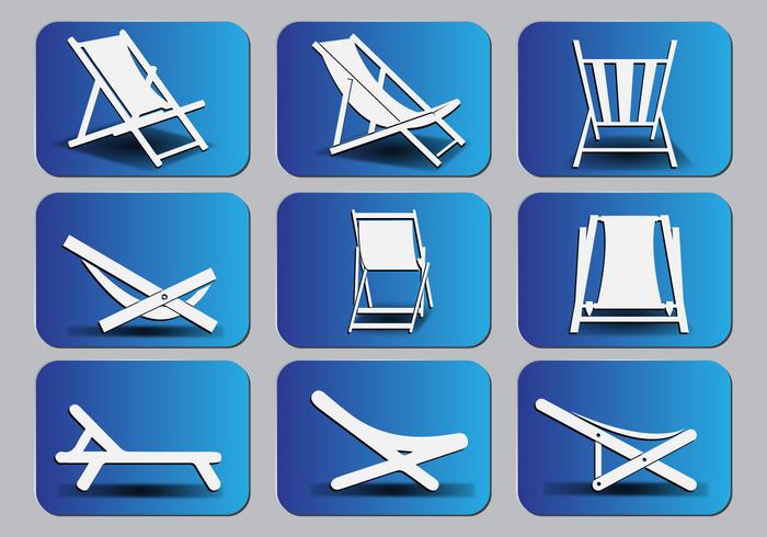 Deck chair Silhouette icon set vector