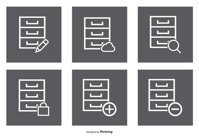 Conjunto de iconos del gabinete de archivos vector