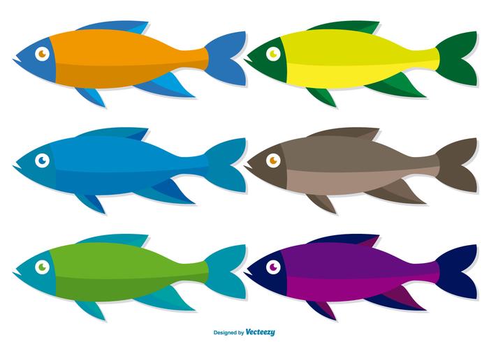 Conjunto de vectores de colores de pescado