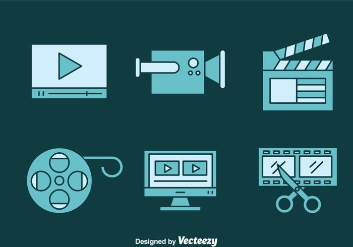 Video Editing Blue Icons vector