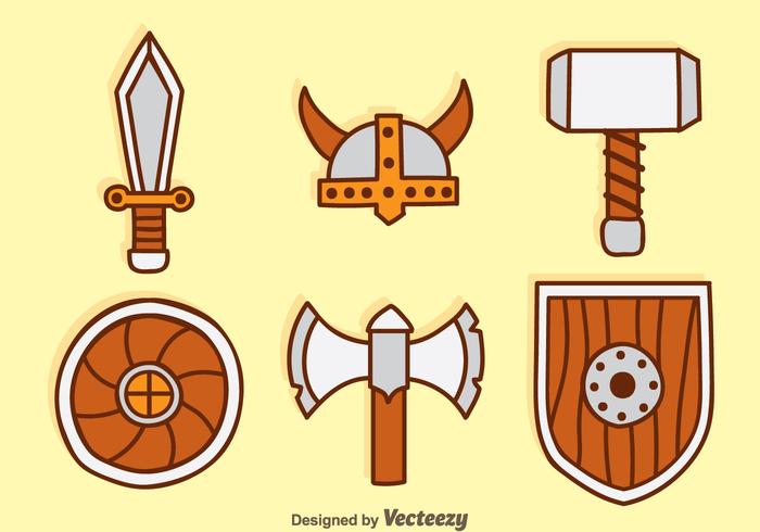 Barbarian Element Iconos de dibujos animados vector