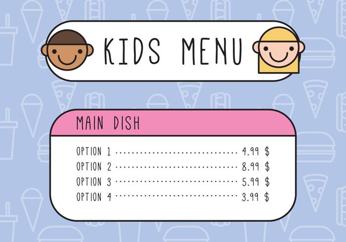 Kids Outlined Menu vector