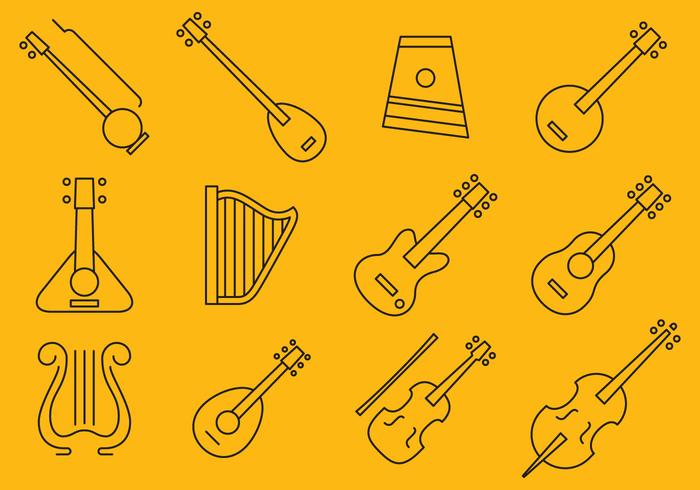 Iconos de instrumentos con cuerdas vector