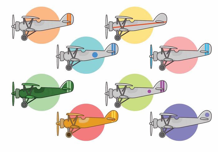 Biplane Vector Set