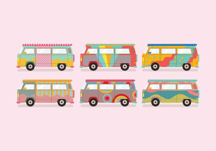 Vector de autobuses hippie