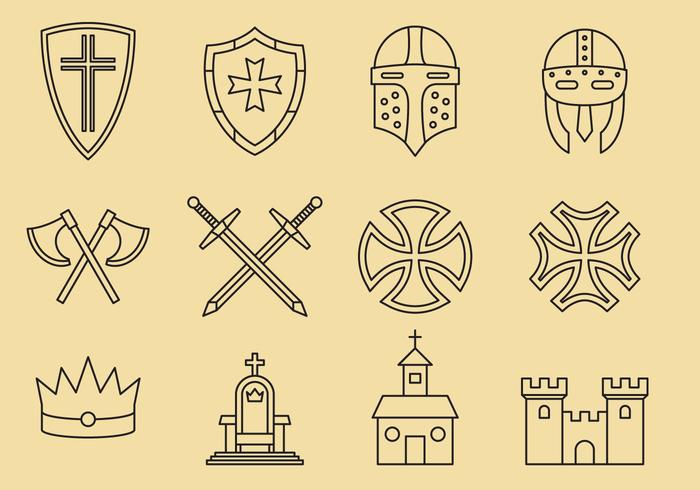 Templar And Medieval Icons vector