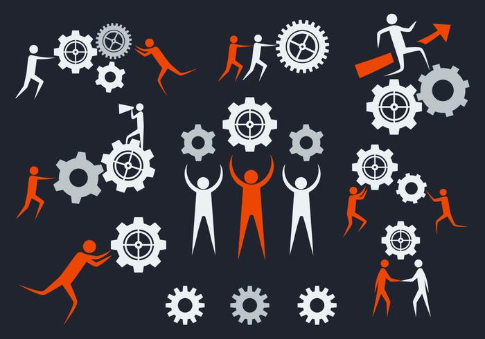 Working Together Icons Vector 