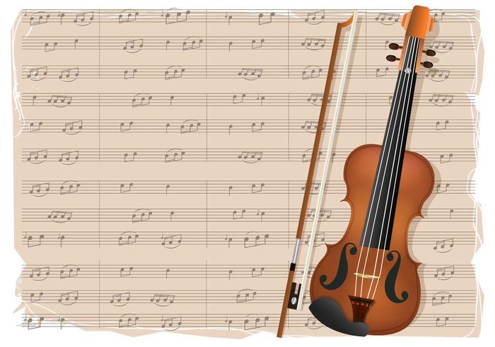 Violín con notas de fondo vector