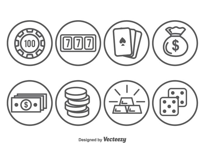 Iconos del círculo del elemento del casino vector