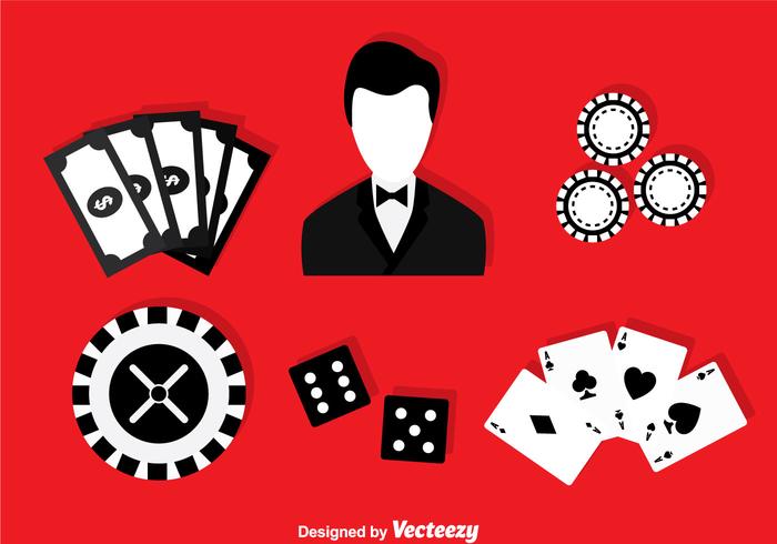 Iconos Blanco Y Negro Del Casino vector