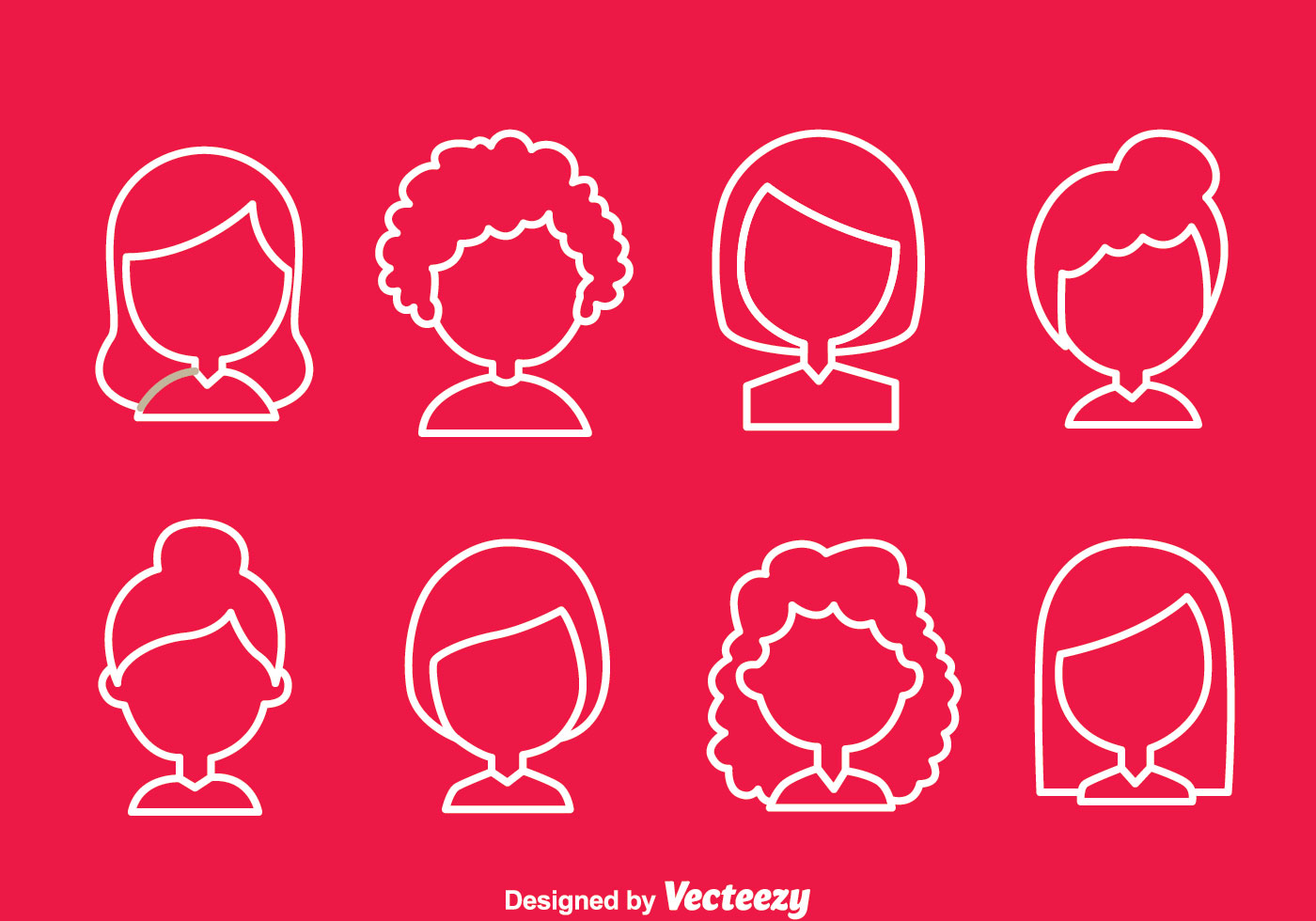 Woman Simple Hair Style Icons - Download Free Vectors 