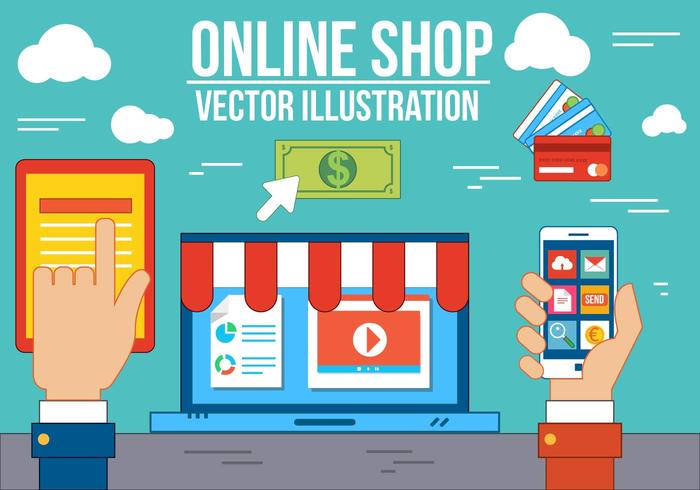 Tienda en línea libre del vector