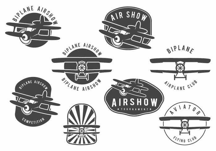 Biplane Badge Set vector