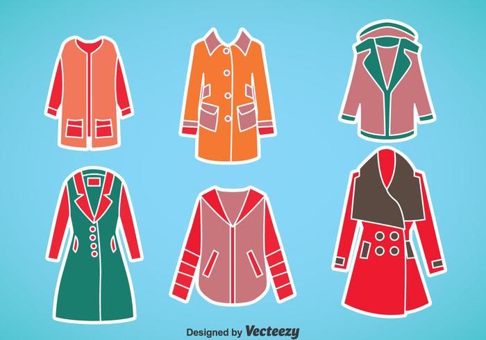 Woman Winter Coat Vector Set