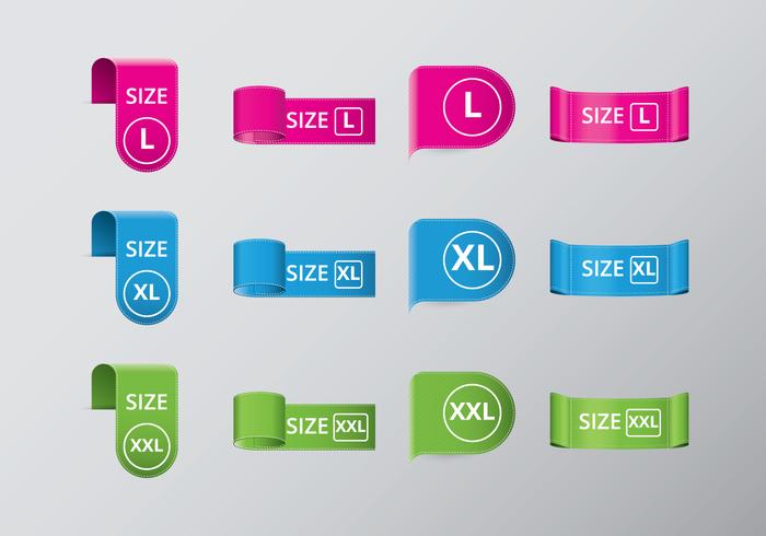 Vectores libres de la etiqueta del tamaño más