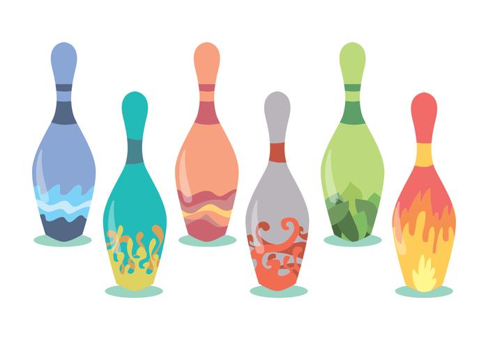 Decorative Bowling Pins Vector Set