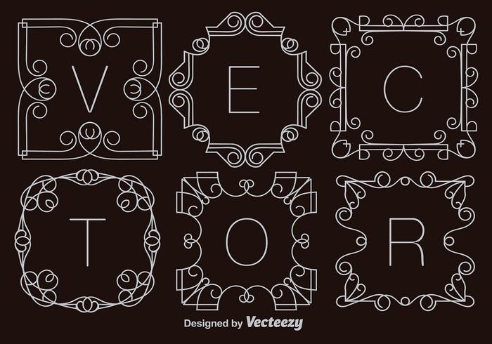 Set Of Vector White Monograms Set Of Vector White Monograms