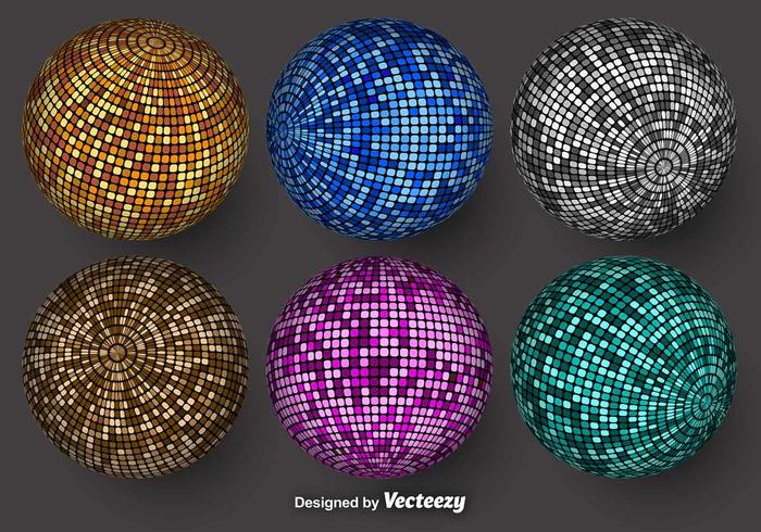 Esferas coloridas del vector con texturas del mosaico
