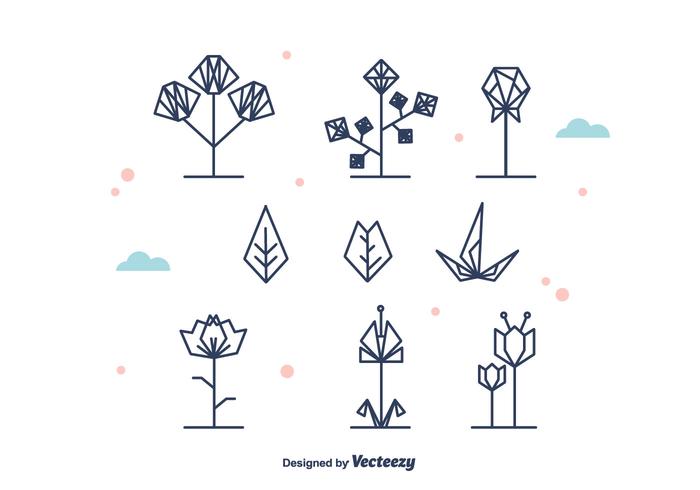 Geometrical Flowers and Leaf Vector