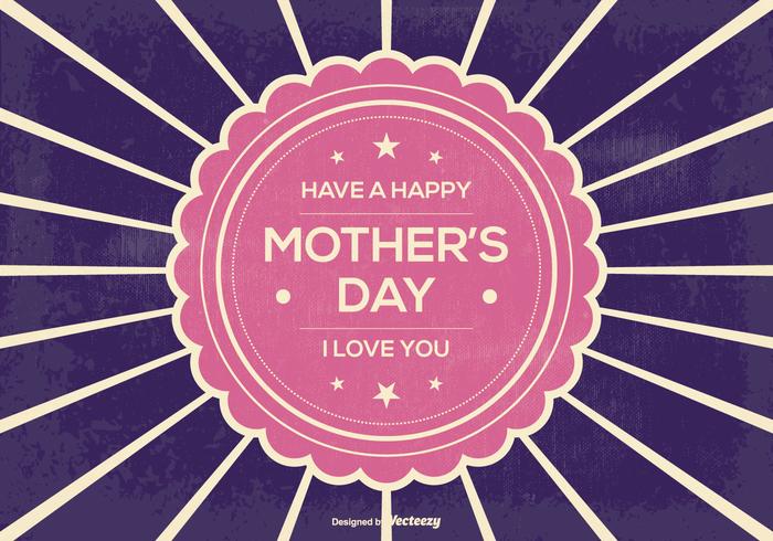 Retro Sunburst Mother's Day Illustration vector