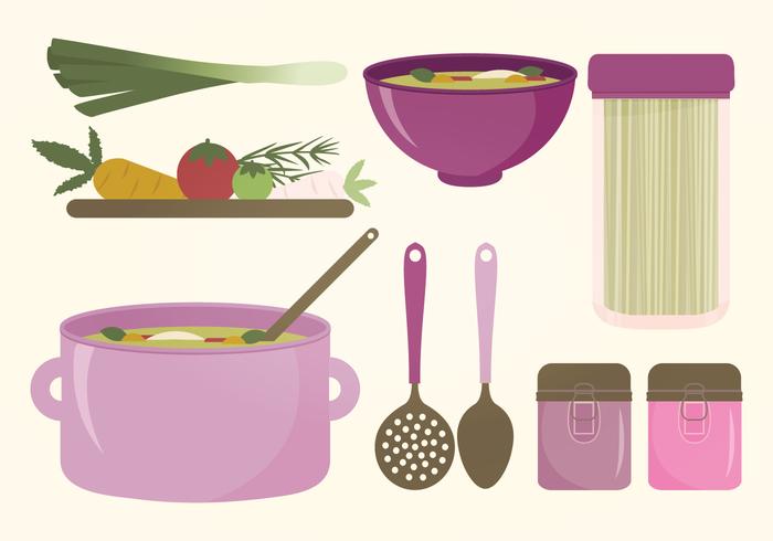 Conjunto de elementos de cocina vector