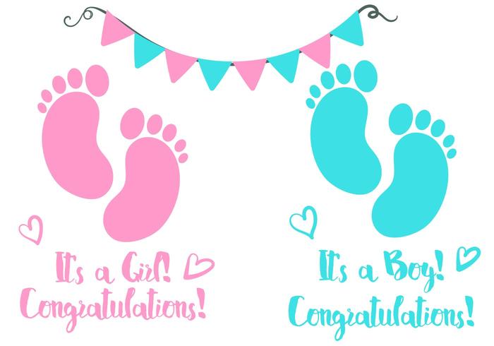 Baby Footprint Birth Announcement Vector