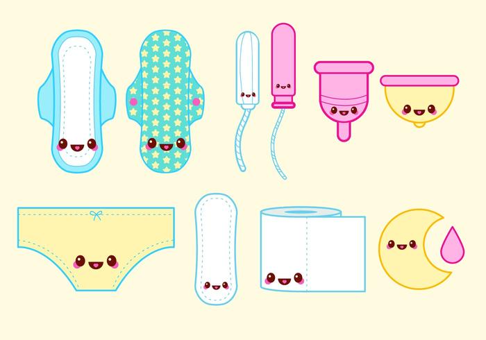 Happy Tampon período vector conjunto