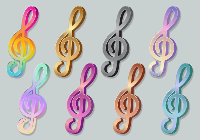 Violin Key Treble Clef 3D Icons vector