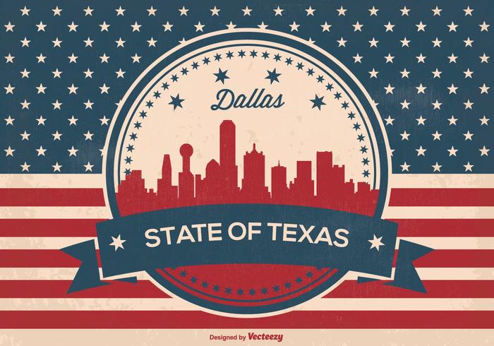 Retro Dallas Texas Skyline Illustration Retro Dallas Texas Skyline Illustration
