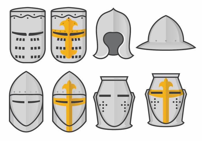 Templar Knight Helmet Vector Set