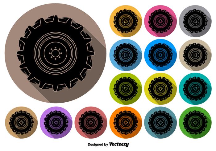 Vector Buttons Of Black Tractor Tire Icon