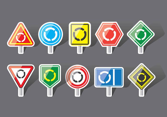 Roundabout sign icons vector