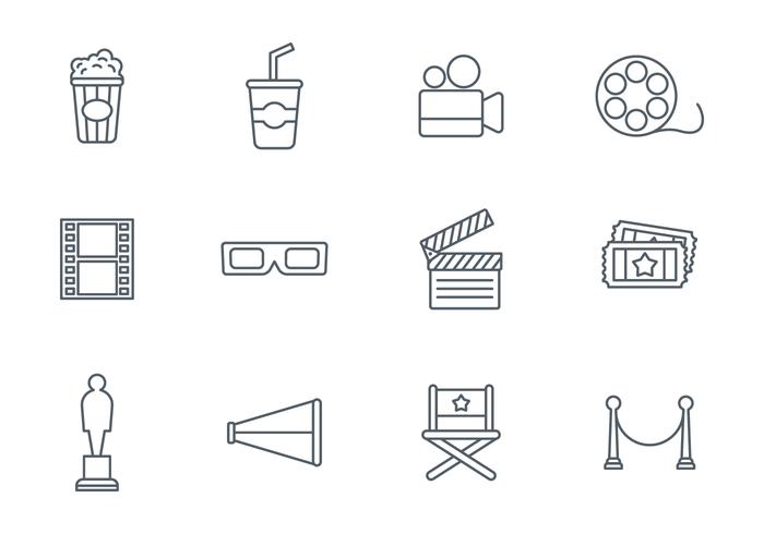Free Movie Line Icon Set Vector Free Movie Line Icon Set Vector
