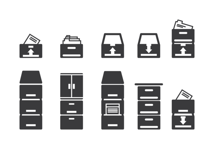 Iconos del gabinete de archivos vector