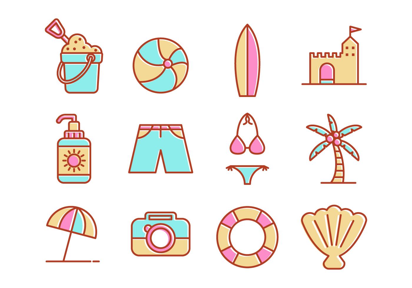 Free Beach Line Icons Vector - Download Free Vector Art, Stock Graphics