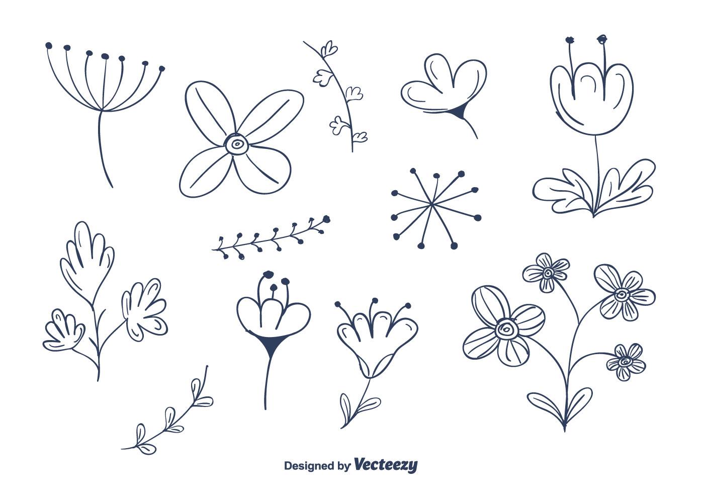 Doodle conjunto de vectores de flores 116128 Vector en Vecteezy