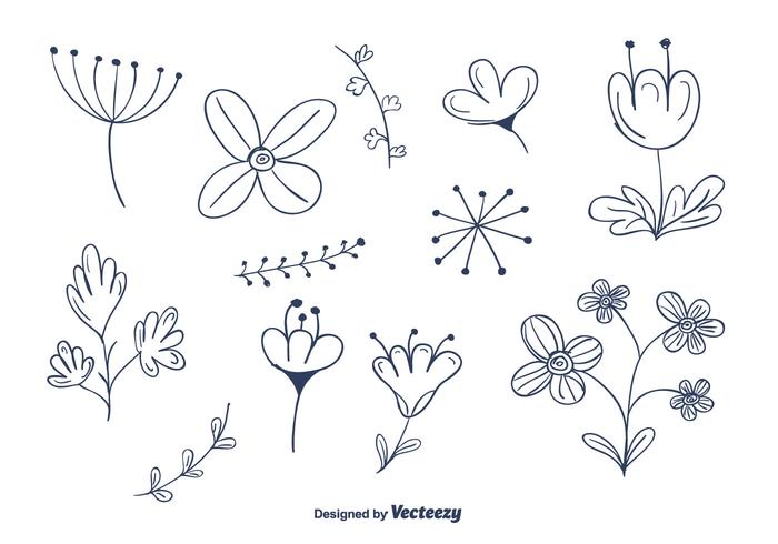 Doodle conjunto de vectores de flores