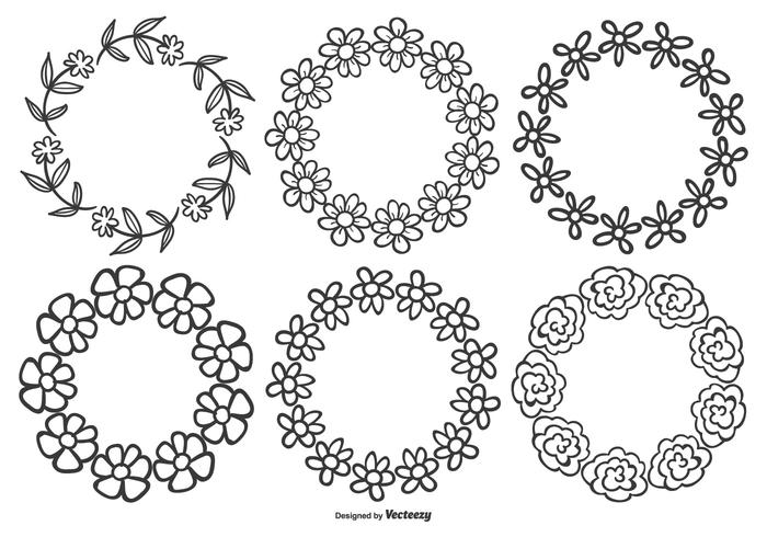 Cute Hand Drawn Flower Frames vector