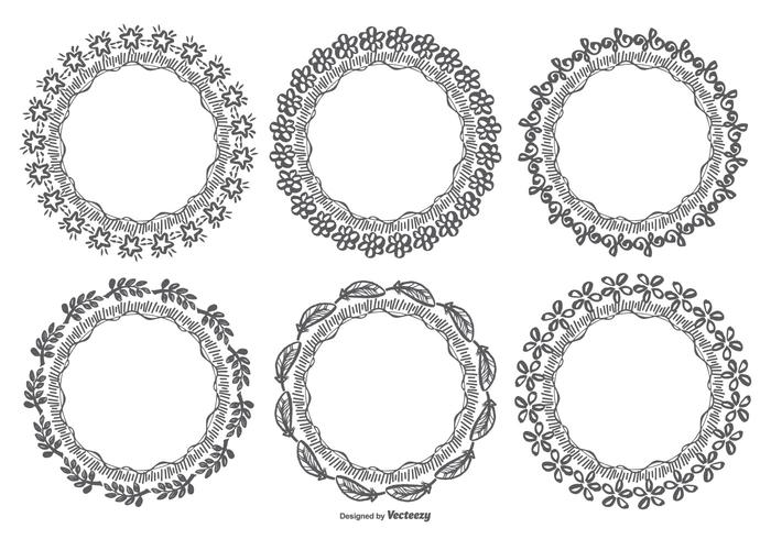 Colección de cuadros dibujados a mano incompletos vector