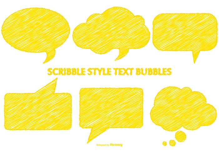 Scribble Style Yellow Speech Bubbles vector