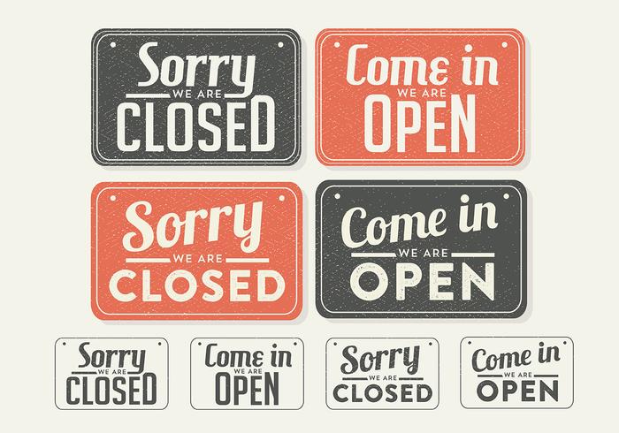 Vintage Sign Open and Closed Vector