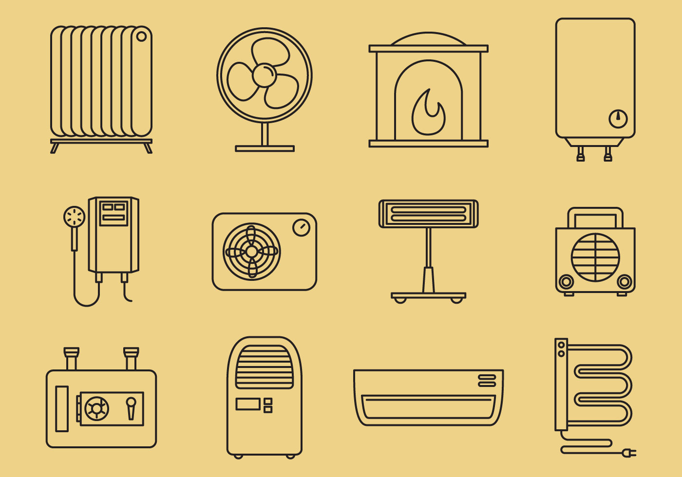 Home Heating Icons 116351 Vector Art at Vecteezy