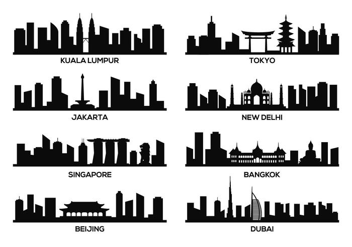 Asia Famous Landmark Vector