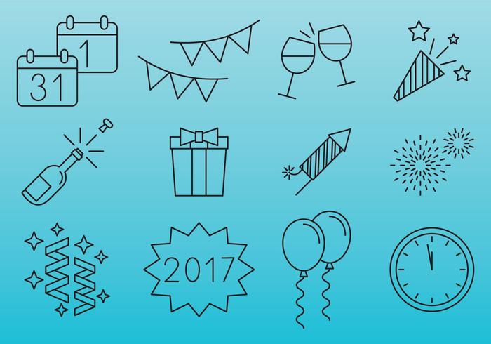 Iconos de la celebración del Año Nuevo vector