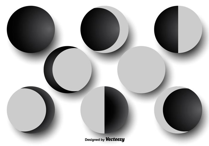 Moon phases icons vector