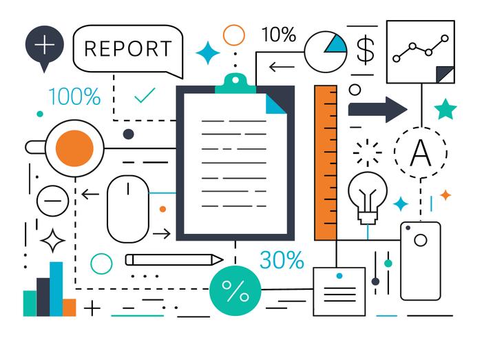 Free Flat Line Business Growth Vector Illustration