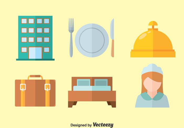 Hotel Flat Iocns Vector