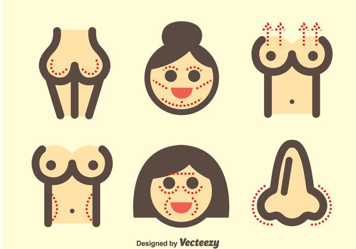 Woman Plastic Surgery Icons vector