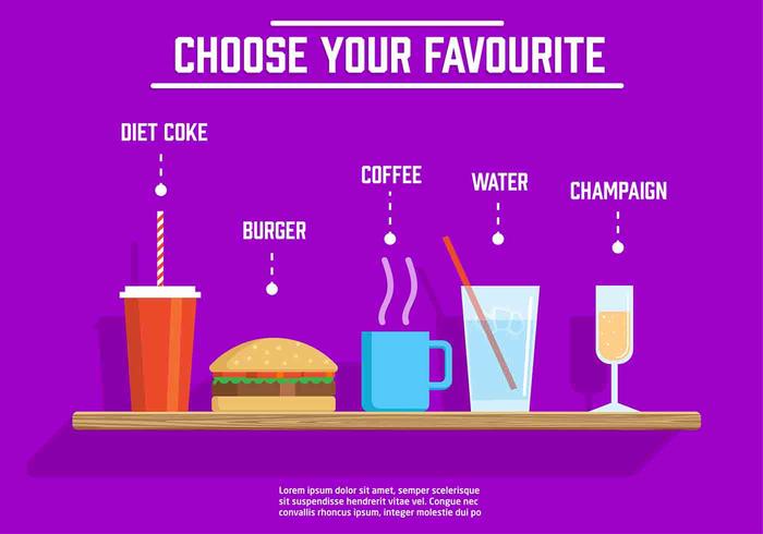 Different Vector Drinks And Food