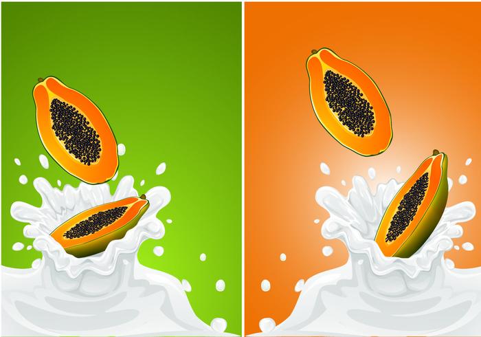 Vector Fruta de papaya con leche